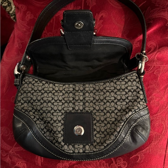 Vintage Coach F 10925 Brown Tan Signature Soho Satchel Buckle Flap Shoulder Bag - Picture 8 of 10